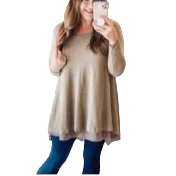 UMGEE Mocha Lightweight Layered Sweater Tunic - Picture 11 of 13